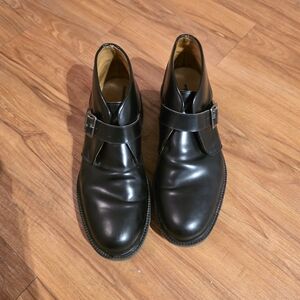 Classic Black Leather Chukka Boots with Single Buckle